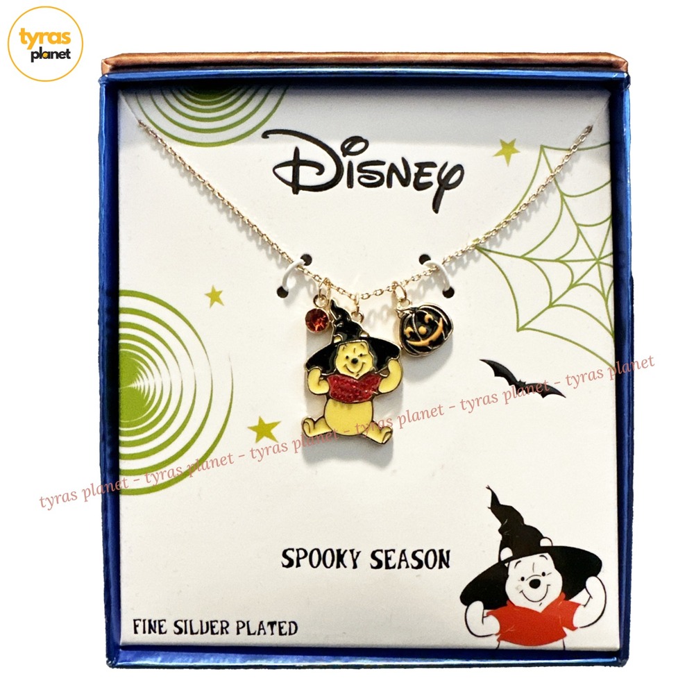 Disney Winnie The Pooh Halloween “Spooky Season” Silver-Plated Necklace - New